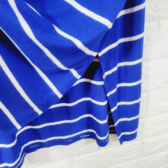 Zenana Premium Women's Striped Rolled Short Sleeve Top High-Low Hem Size XL - Picture 6 of 7